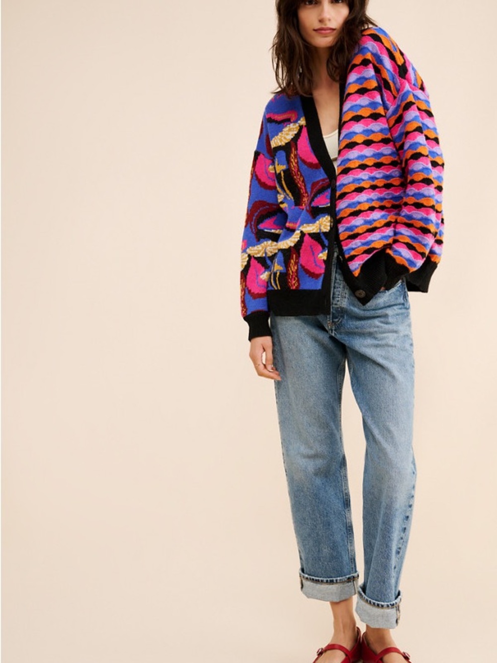 Vibrant Multicolor Patterned Women's Cardigan Jacket
